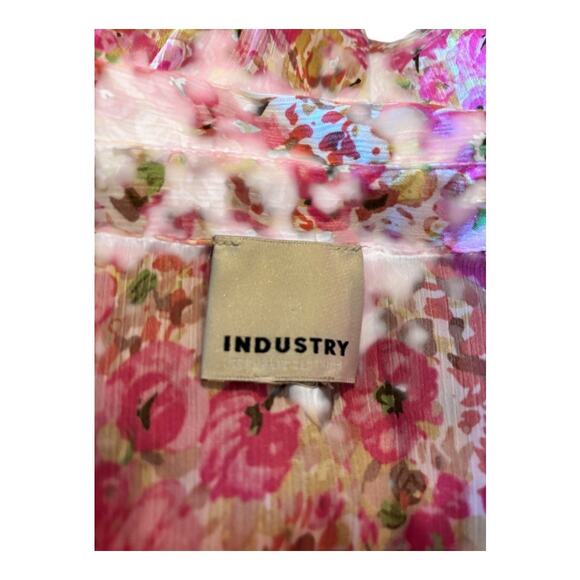 Industry Pink Floral Button Down Size S - Picture 3 of 4